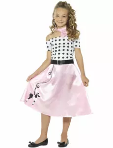 50-talls Miss Girly-kostyme til jenter, Størrelse: 7–9 år (130/143 cm)