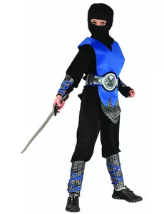 Blått og grått ninjakostyme til gutter, Størrelse: 4–6 år (110–120 cm)