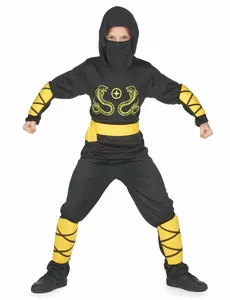 Svart og gult ninjakostyme til gutter, Størrelse: 4–6 år (110–120 cm)