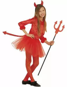 Lille røde djevelen tutukostyme til jenter Halloween, Størrelse: 8–10 år(140 cm)