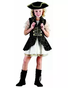 Mørkeblått piratkostyme til jenter, Størrelse: 4–6 år (110–120 cm)