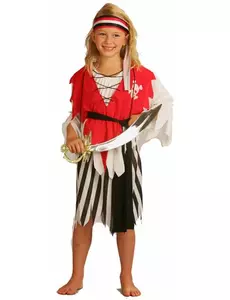 Piratkostyme til jenter, Størrelse: 4–6 år (110–120 cm)