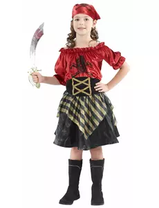 Gullstripet piratkostyme til jenter, Størrelse: 4–6 år (110–120 cm)