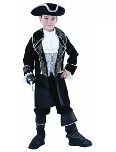 Grått og svart piratkostyme til gutter, Størrelse: 4–6 år 110–120 cm)