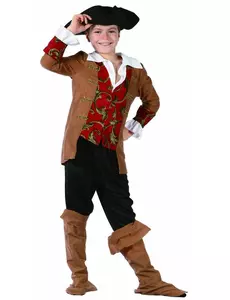 Brunt og svart piratkostyme til gutter, Størrelse: 4–6 år 110–120 cm)
