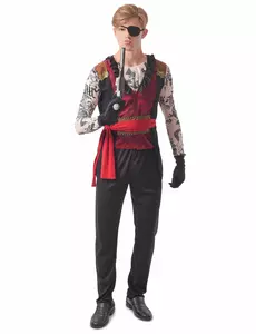 Tatovert piratkostyme for menn, Størrelse: L