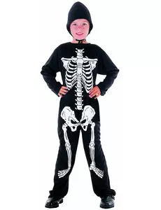 Halloween-skjelettkostyme til gutter, Størrelse: 4–6 år (110–120 cm)