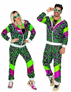 Neon leopardprint treningsdrakt til voksne, Størrelse: Small