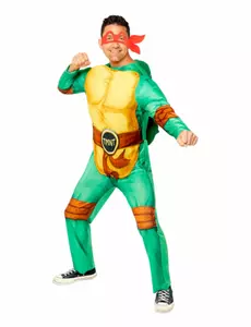 Deluxe Ninja Turtle-kostyme med 4 masker til voksne, Størrelse: M