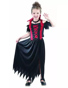 Rødt vampyrkostyme til Halloween for jenter, Størrelse: 4–6 år (110–120 cm)