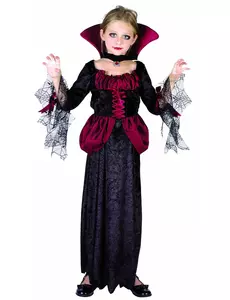Rødt og svart vampyrkostyme til jenter, Størrelse: 4–6 år 110–120 cm)