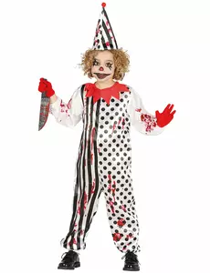 Blodig Harlekin Zombie Kostyme til Barn, Størrelse: 5–6 år(110–115 cm)