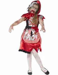 Rødhette-zombiekostyme til jenter, Størrelse: 4–6 år (115/128 cm)