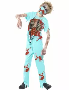 Barne Zombie Doctor Kostyme Halloween, Størrelse: 7–9 år (130/143 cm)