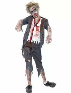 Zombie-skoleguttkostyme til gutter Halloween, Størrelse: 7–9 år (130/143 cm)