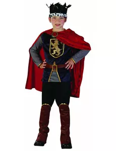 Middelalderkongekostyme med fløyelseffekt for gutter, Størrelse: 4–6 år (110–120 cm)