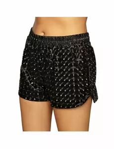 Sporty shorts i skinnende svart til dame