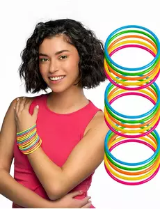 15 fluorescerende flerfargede armbånd