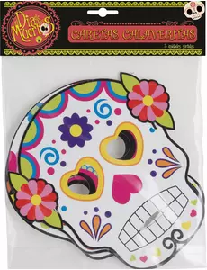 3 assorterte pappmasker Dia de los muertos voksen Halloween