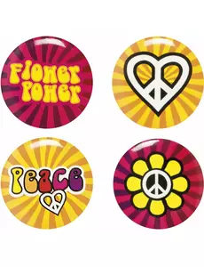 4 Hippie Flower Power-nåler