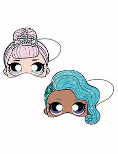 6 LOL-masker i papp, 19 x 17,5 cm