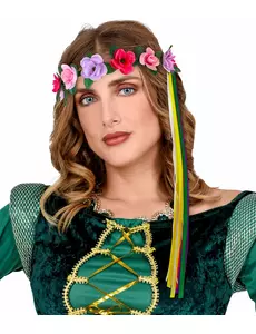 Flerfarget blomsterhårring til hippiefe-alv