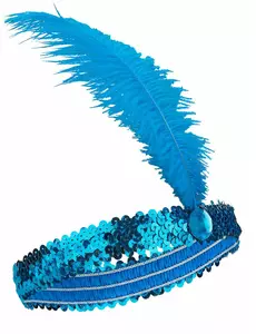 Women's blue sequin and feather Charleston headband