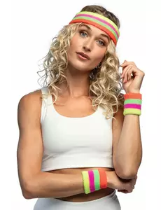 80's Adult Multicolored Headband and Wristbands