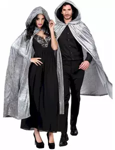 Grå fløyelskappe 170 cm voksen Halloween