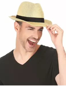Ecru Borsalino hat with black band for adults