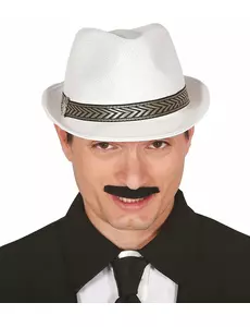 Hvit trilby borsalinohatt for voksne