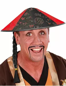 Kinesisk hatt med svart flette