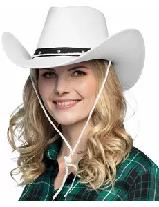 Hvit og svart cowboyhatt for voksne