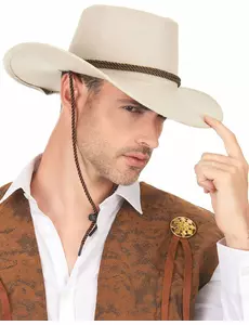 Luksuriøs cowboyhatt i beige semsket skinn for voksne
