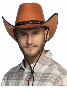 Brun cowboyhatt for voksne med svart kant