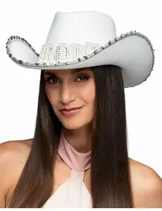Voksenbrud cowboyhatt med rhinestones