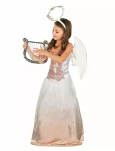 Rosegull engelkostyme til jenter, Størrelse: 10–12 år (130–140 cm)