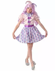 Pastell harlekinkostyme til jenter, Størrelse: 10–12 år(130–140 cm)