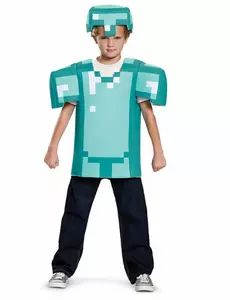 Minecraft-rustningskostyme til barn, Størrelse: 7–8 år (124–136 cm)