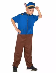 Blått politihundkostyme til barn, Størrelse: 10–12 år (130–140 cm)