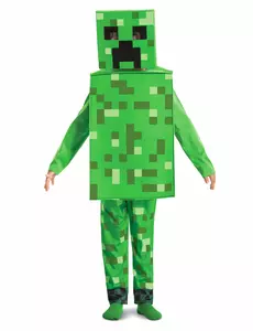 Klassisk Minecraft Creeper-kostyme til barn, Størrelse: 7–8 år (124–136 cm)