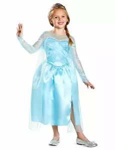 Klassisk Elsa Snødronningen-kostyme til jenter, Størrelse: 7–8 år (124–136 cm)