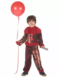 Rødt, skremmende klovnekostyme til gutter, Størrelse: 10–12 år(130–140 cm)