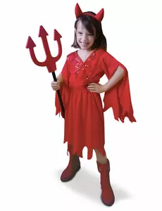 Rød djevelkostyme til jenter, Størrelse: 7–8 år (122 – 128 cm)