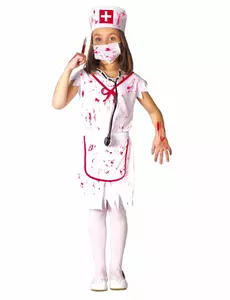 Hvitt zombie-sykepleierkostyme til jenter, Størrelse: 9 år (125–135 cm)