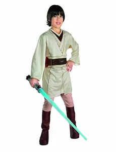 Obi-Wan Kenobi Jedi-kostyme med Star Wars-lyssverd for barn, Størrelse: 5–6 år(110–116 cm)