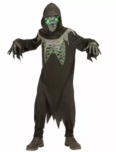 Svart og grønt Grim Reaper-kostyme til barn, Størrelse: 5–7 år (128 cm)