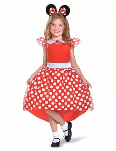 Klassisk rødt Minnie Mus-kostyme til jenter, Størrelse: 5–6 år (109–126 cm)