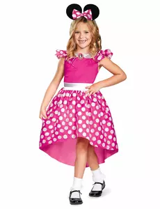 Klassisk rosa Minnie-kostyme til jenter, Størrelse: 5–6 år (109–126 cm)