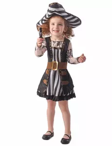 Tatovert piratkostyme for jenter, Størrelse: 10–12 år (130–140 cm)